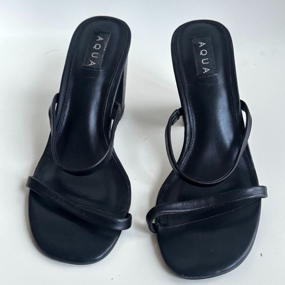 Aqua strappy block heel